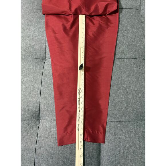 Silk Land 2 Piece Pant Suit Women XL Red 100% Silk Embroidered Floral - Picture 7 of 10